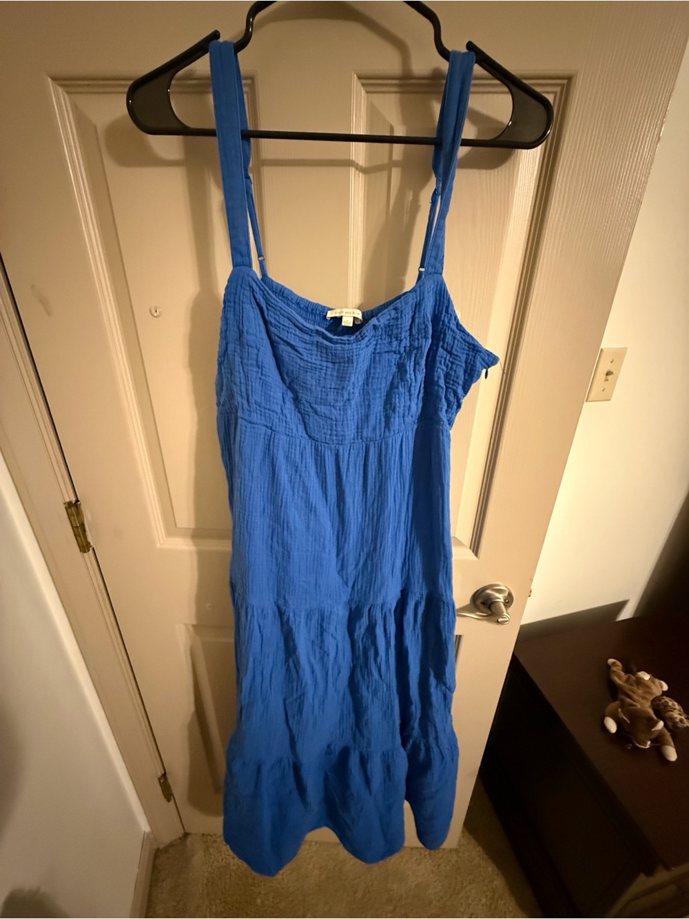 Skies Are Blue Vibrant Blue Tiered Cotton Maxi Dress